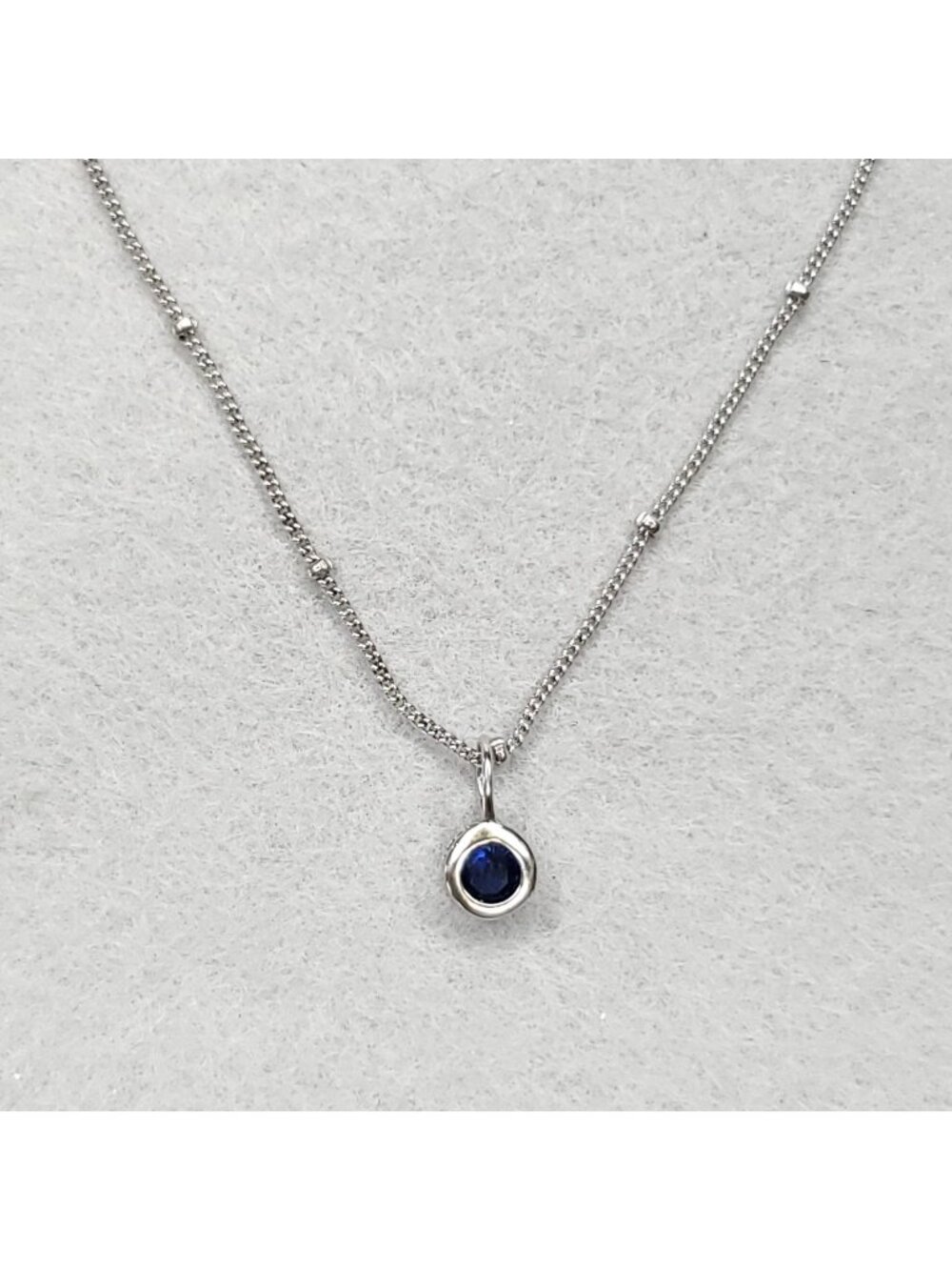 Stia Sterling Silver Birthstone Necklace Blue CZ September Dainty 15-17"